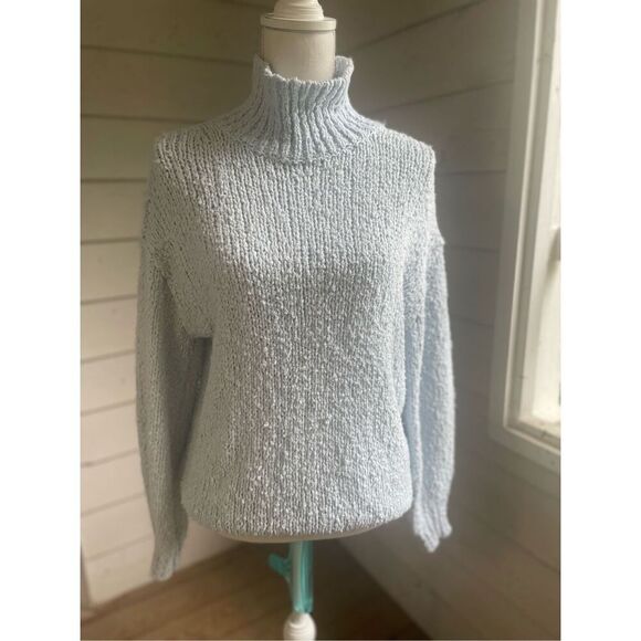 Anthropologie The Need It Oversize Mock Neck Pullover Sweater Light Blue XS - Picture 13 of 14